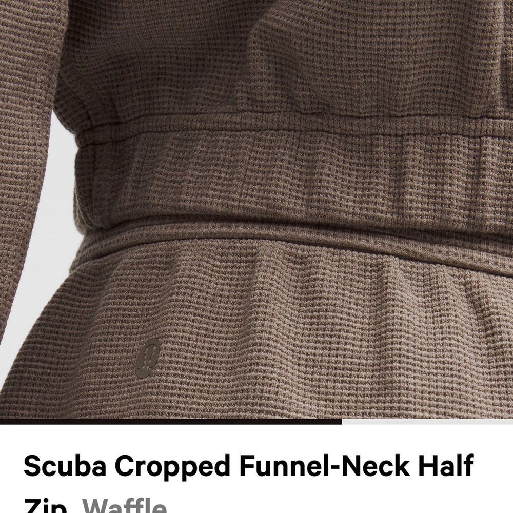New-Lululemon athletica Scuba Cropped Funnel-Neck Half Zip Sweatshirt - Tan - Picture 5 of 14